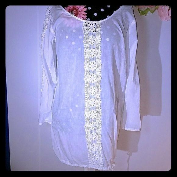 🌸 Sheer Cotton Top/ Swim Cover-Up - Picture 1 of 7
